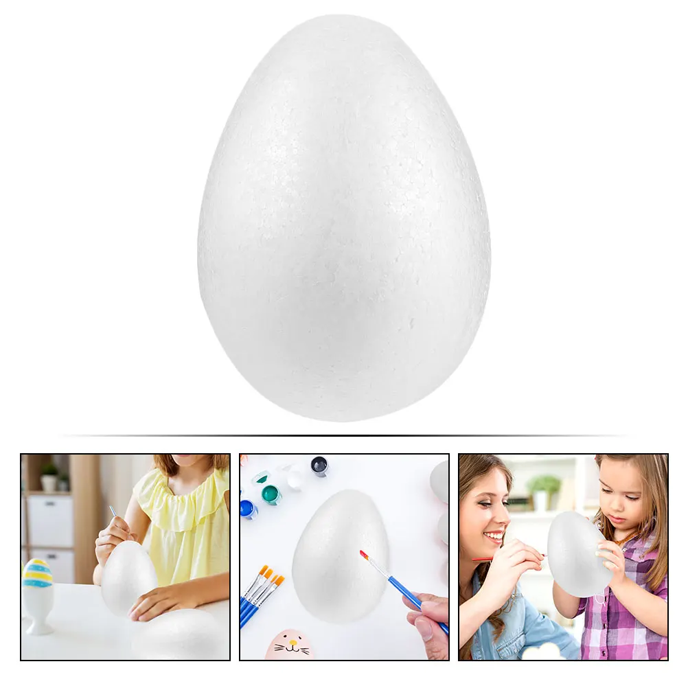 3pcs Foam Blank Diy Easter Eggs Lightweight Paintable Decorative Simulation Eggs For Party Home Decor Craft Projects