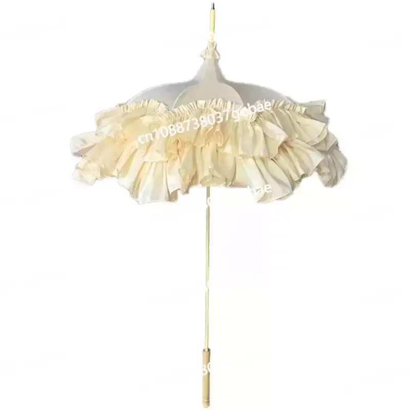Girl Sharon antique long handle handmade parasol lo umbrella European wedding photography props
