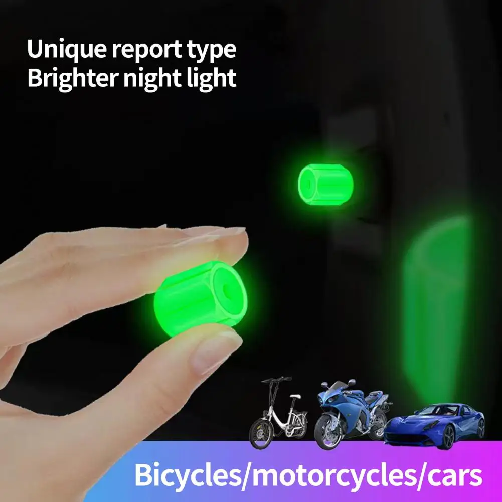 12Pcs Luminous Car Valve Caps Fluorescent Night Glowing Car Motorcycle Bike Wheel Tyre Hub Luminous Valve Stem Caps Decor