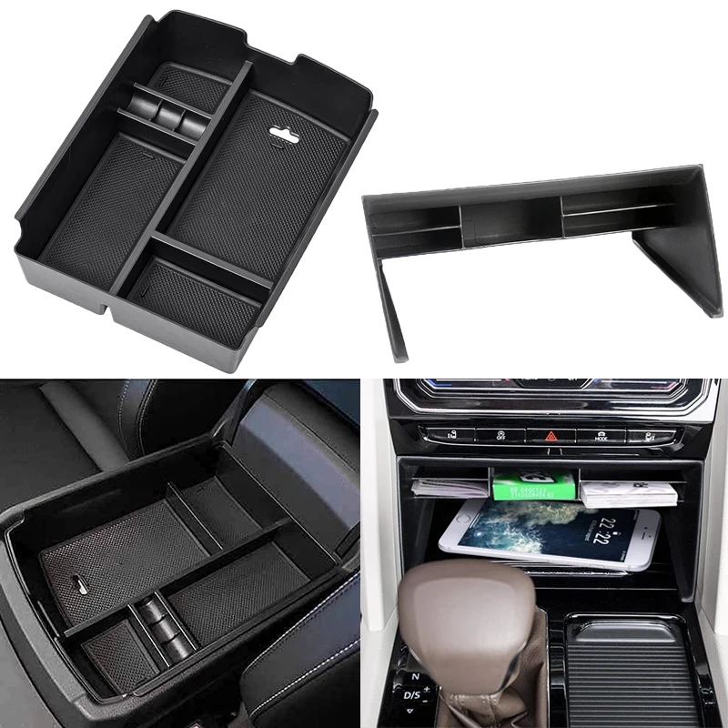 For VW Atlas and Cross Sport 2018 2019 2020 2021 2022 2023 Accessories, Insert Secondary Storage Tray Coin Holder Armrest Box