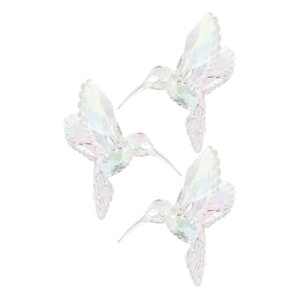 3 قطعة زخرفة الطائر الطنان الاكريليك قزحي الألوان واضح معلقة قلادة لشجرة عيد الميلاد ديكور جدار حديقة المنزل ضوء السقف