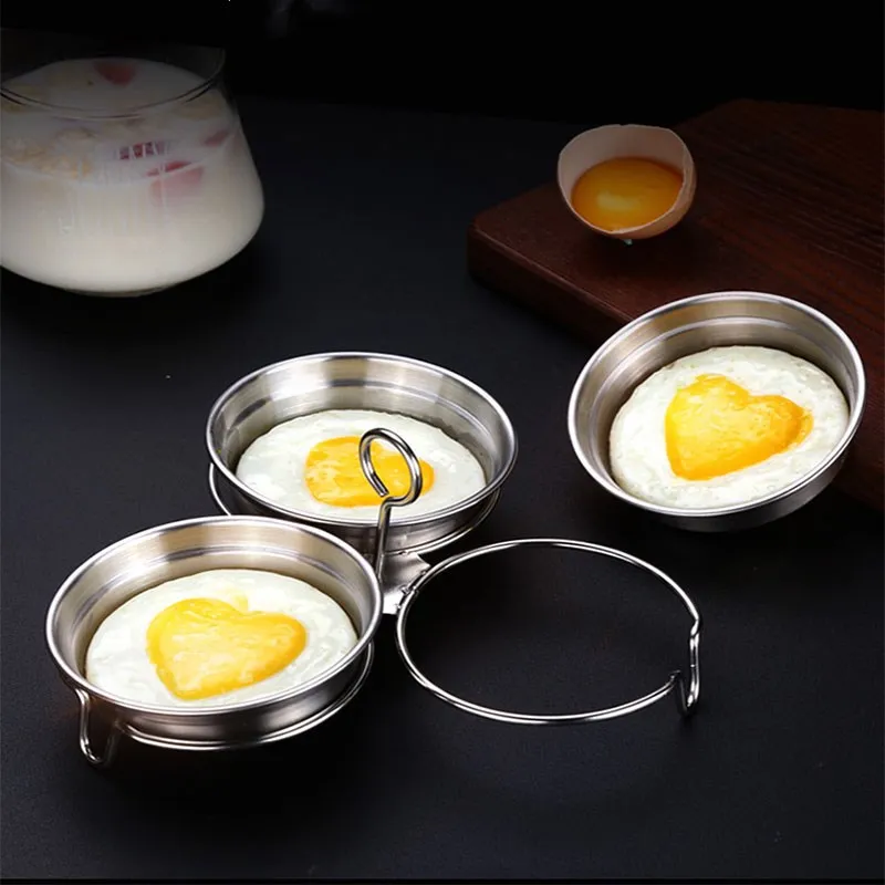 Stainless Steel Non-Stick Egg Cooker, Poached Egg Mold, Baking Kitchen Tool, Pancake Maker, Steamer Cookware, 1Set