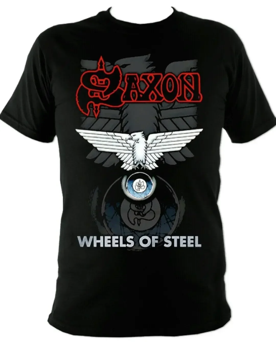 

Saxon Wheels Of Steel t shirt Men T-shirt Summer Cotton Short Sleeve O-Neck Men's T-Shirt
