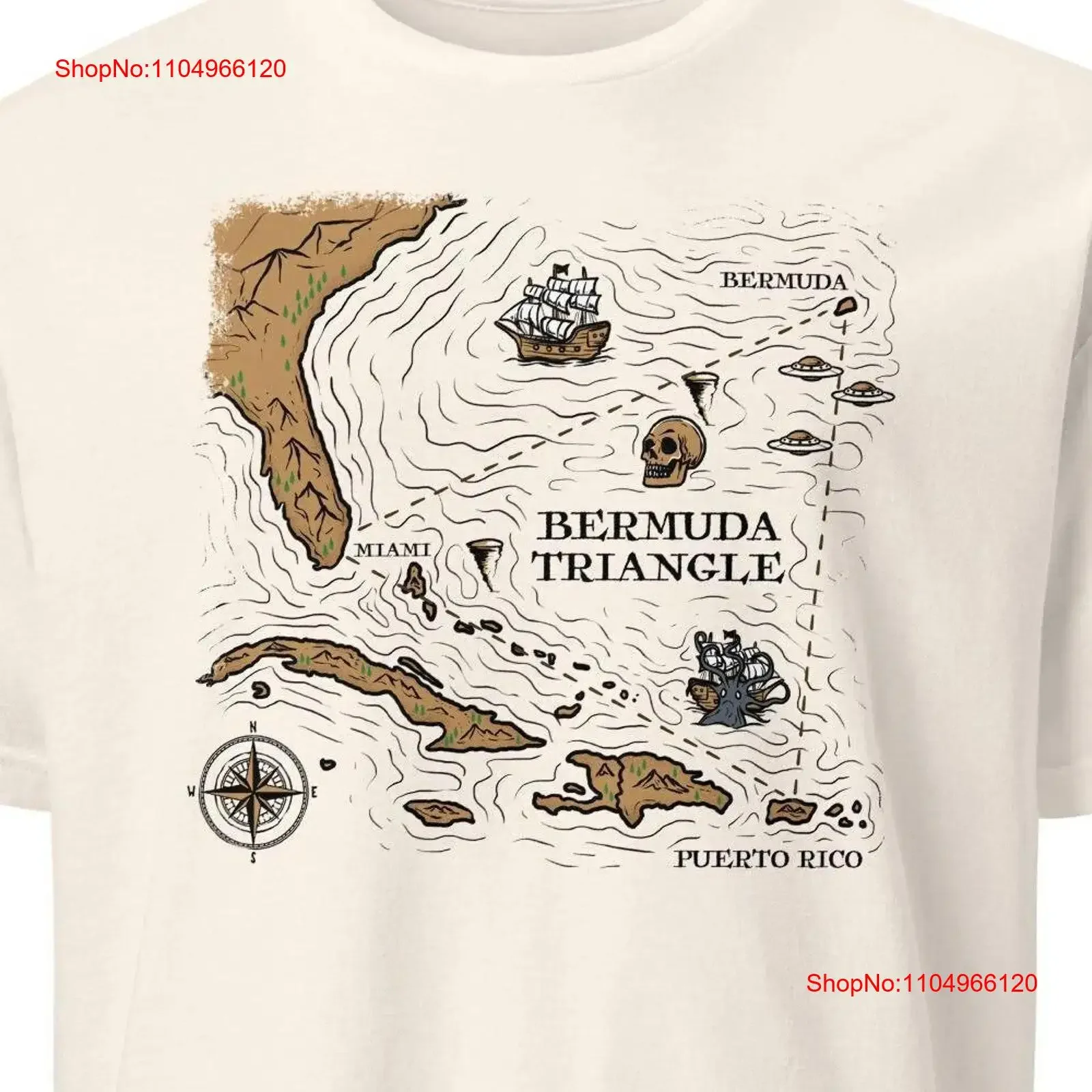 Mapa de Bermuda triángulo camiseta para niños caribeño paranormal su él diablo divertido alienígena abducción vintage lavado ligeramente