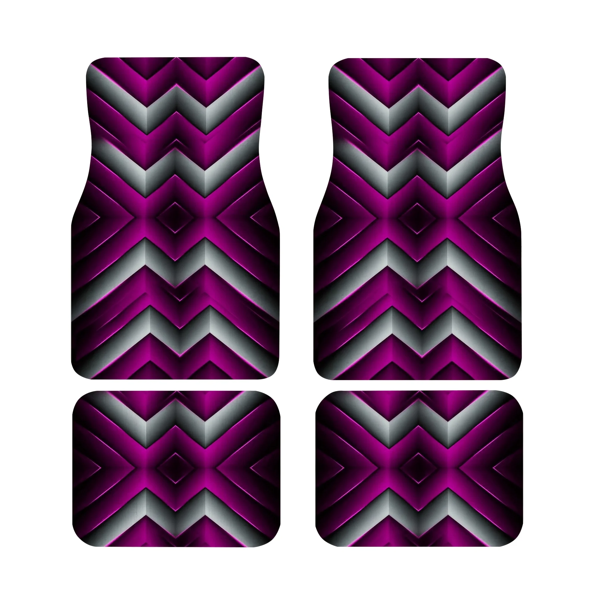 Purple Silvery Gradient Geometric Car Mats- Universal For All Vehicles- Fashionable- Enhances Driving Enjoyment- Perfect Gift Fo
