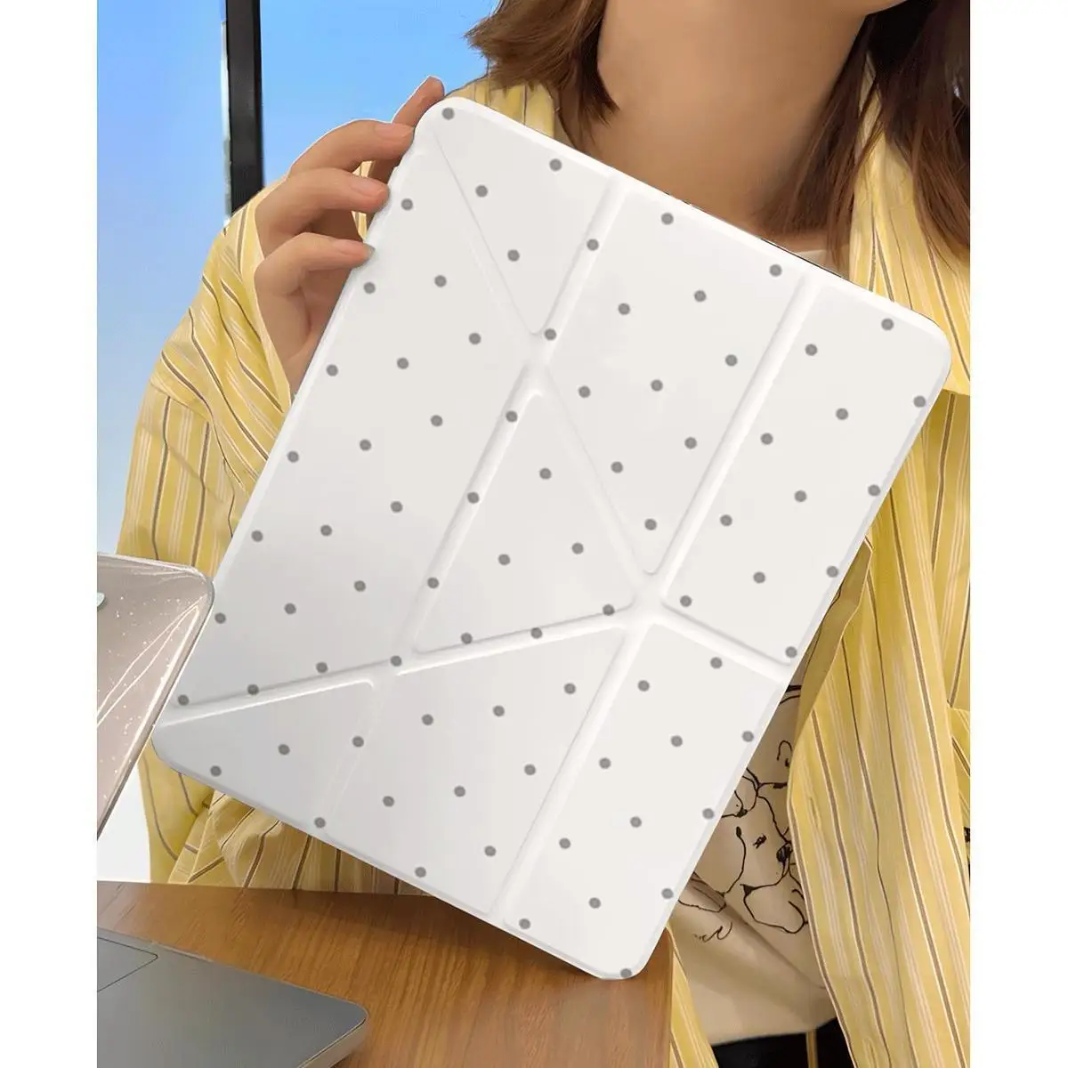 Korean Full Screen Wave Points Bunny Y2K Cover For iPad Pro 13 11th M5 M4 12.9 A16 10 8 7 9th 10th Air 11 M2 M3 Mini Tablet Case