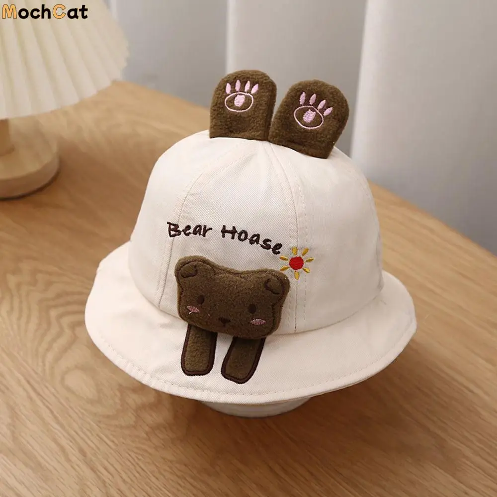 

Cute Breathable Summer Bear Dog Cotton Tiger Outdoor Baby Fisherman Hat Children Sun Visor Hat Korean Style Cap Kids Bucket Cap