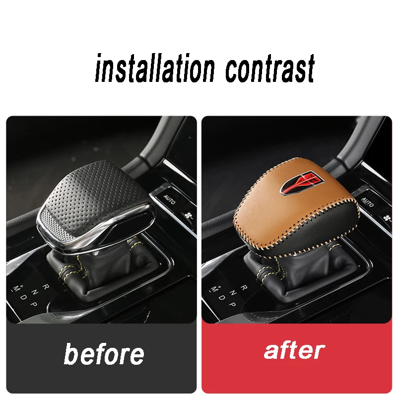 Car Leather Gear Head Protector Shift Knob Cover for Hongqi Hs3 Hs5 Hs7 H6 HQ9 2023 2024 2025 Gear Shift Collars Accessories Kit