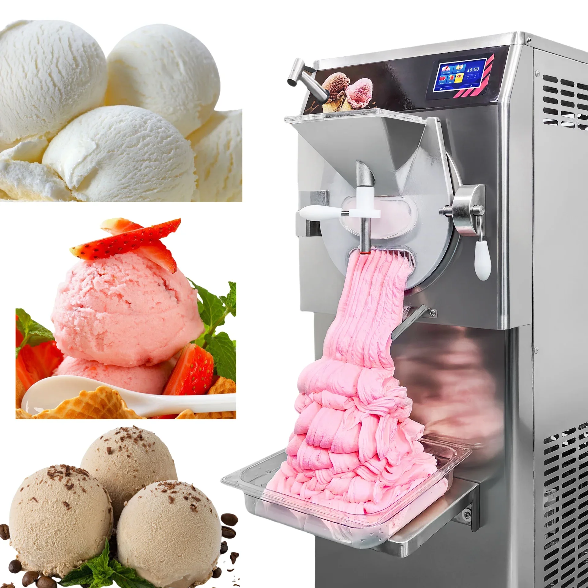 Hard Ice Cream Machine Artisan Gelato Freezer Horizontal Acai Bowl Batch Freezer American Ice Cream Vending Machine