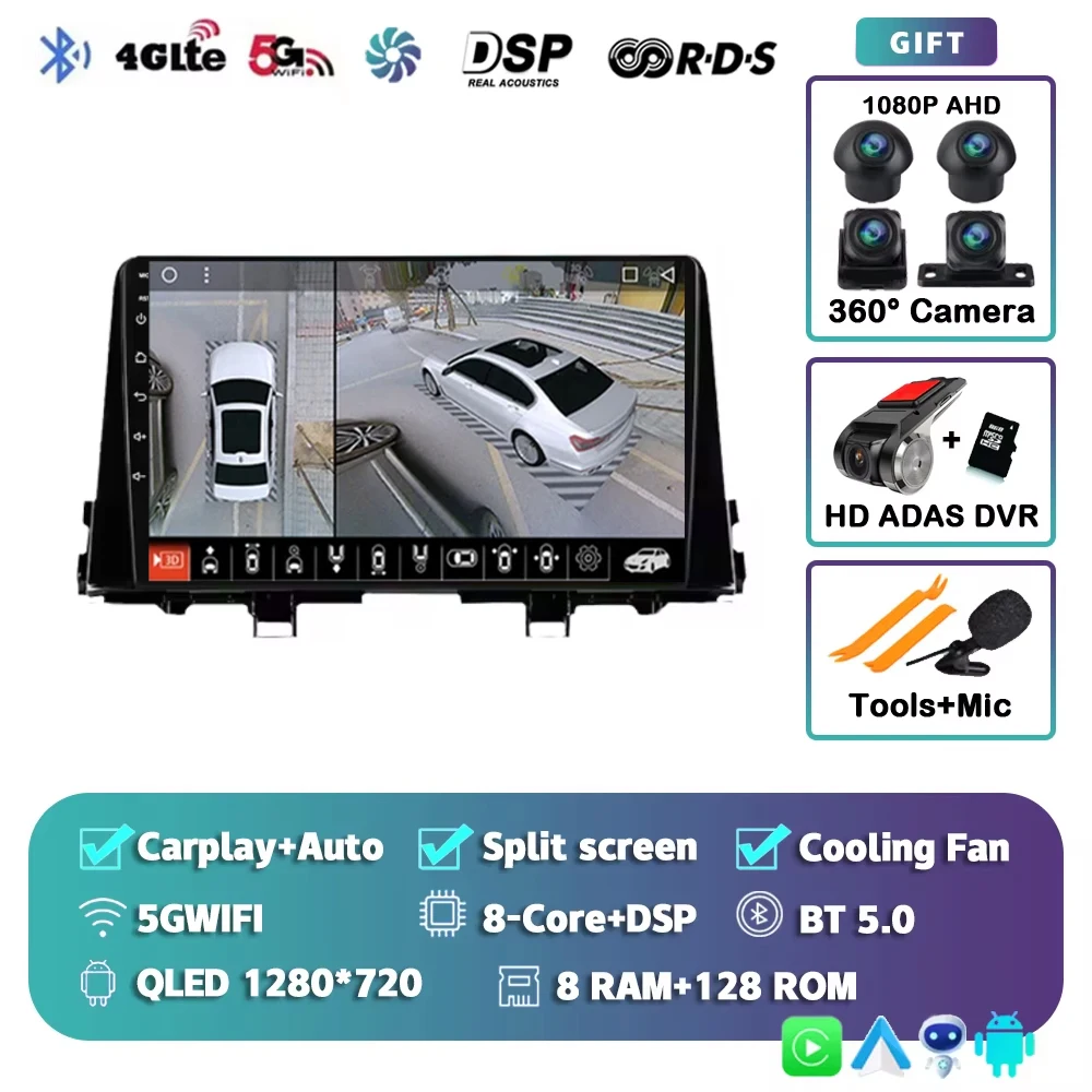 9 Inch Android Autoradio voor KIA Morning 3 Picanto 2016-2023 Stereo GPS Carplay Autoradio DAB WIFI DSP RDS 4G AUTO