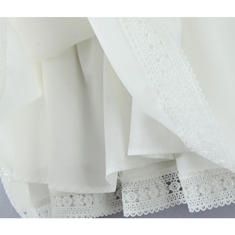 Sexy Sweet Lace Spliced White Mini Dress Women Fashion Spaghetti Strap Low Waist Beach Holiday Summer Dresses Short Robe