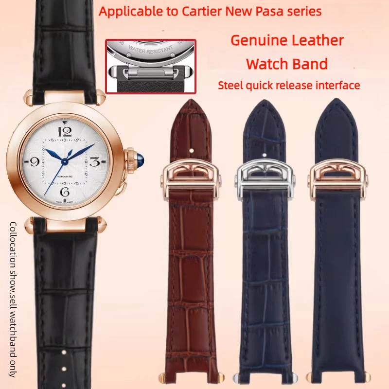 

19x12mm Concave End strap For Cartier Pasha Series Wgpa0019 Wgpa0026 W2pa0014 Cowhide Watch band Men Womem bracelet Accessories