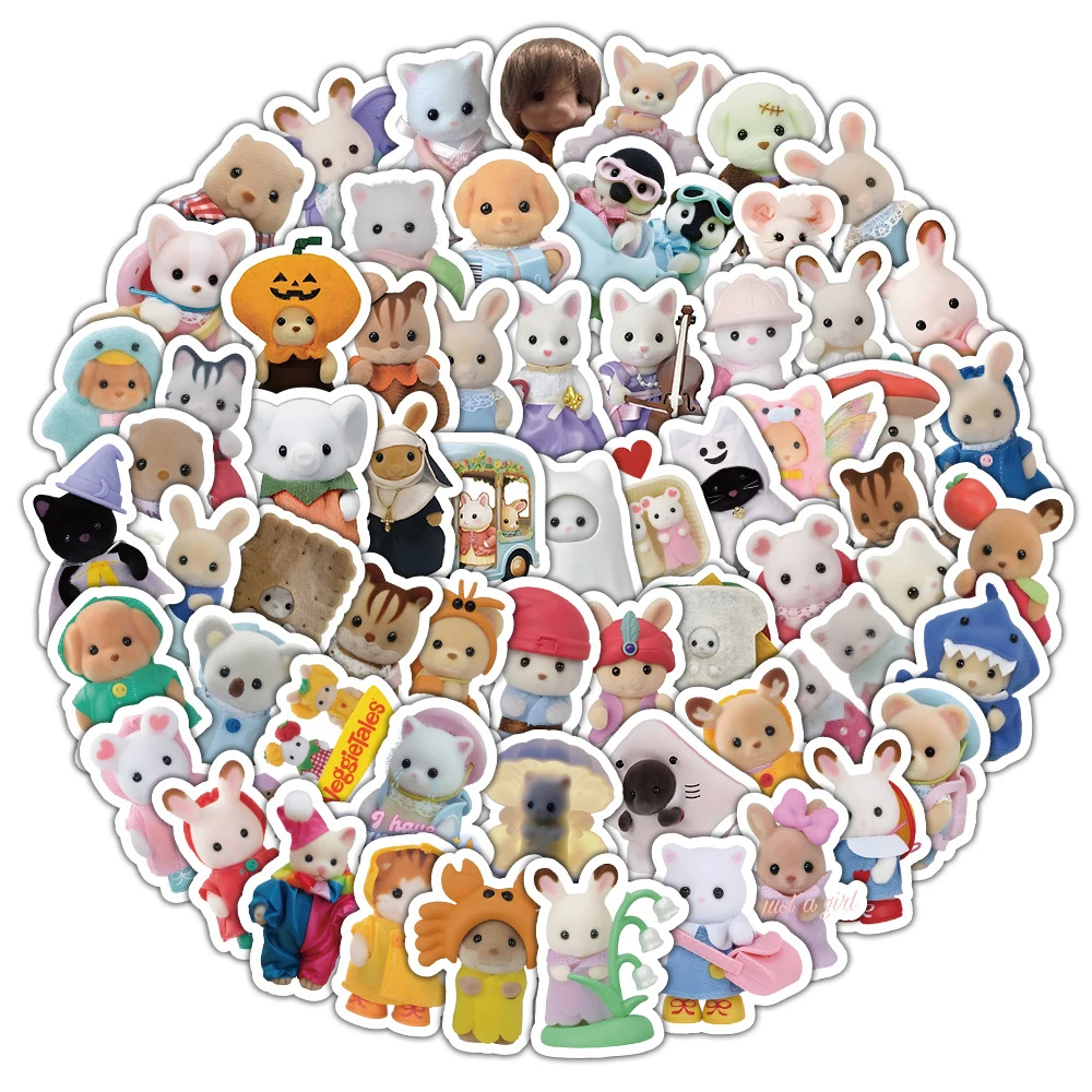 10/30/50/100pcs Calico Critters Cartoon Decoration Stickers Decals Cute Graffiti Diary Phone Case Waterproof Cute Anime Sticker