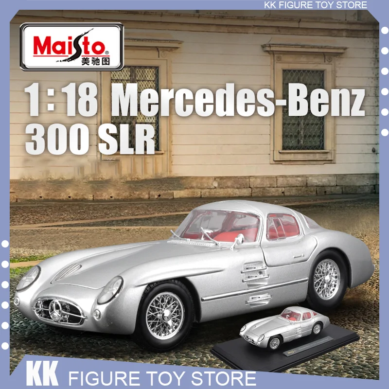 Maisto 1:18 Mercedes Benz 300 Slr Vintage Car Diecast Model Edition Retro Car Alloy Luxury Vehicle Toy Collection Birthday Gift