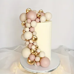 A set of 17pcs of 3-color cake decoration balls, nude and coffee color 3-color cake top decoration balls suitable for paper