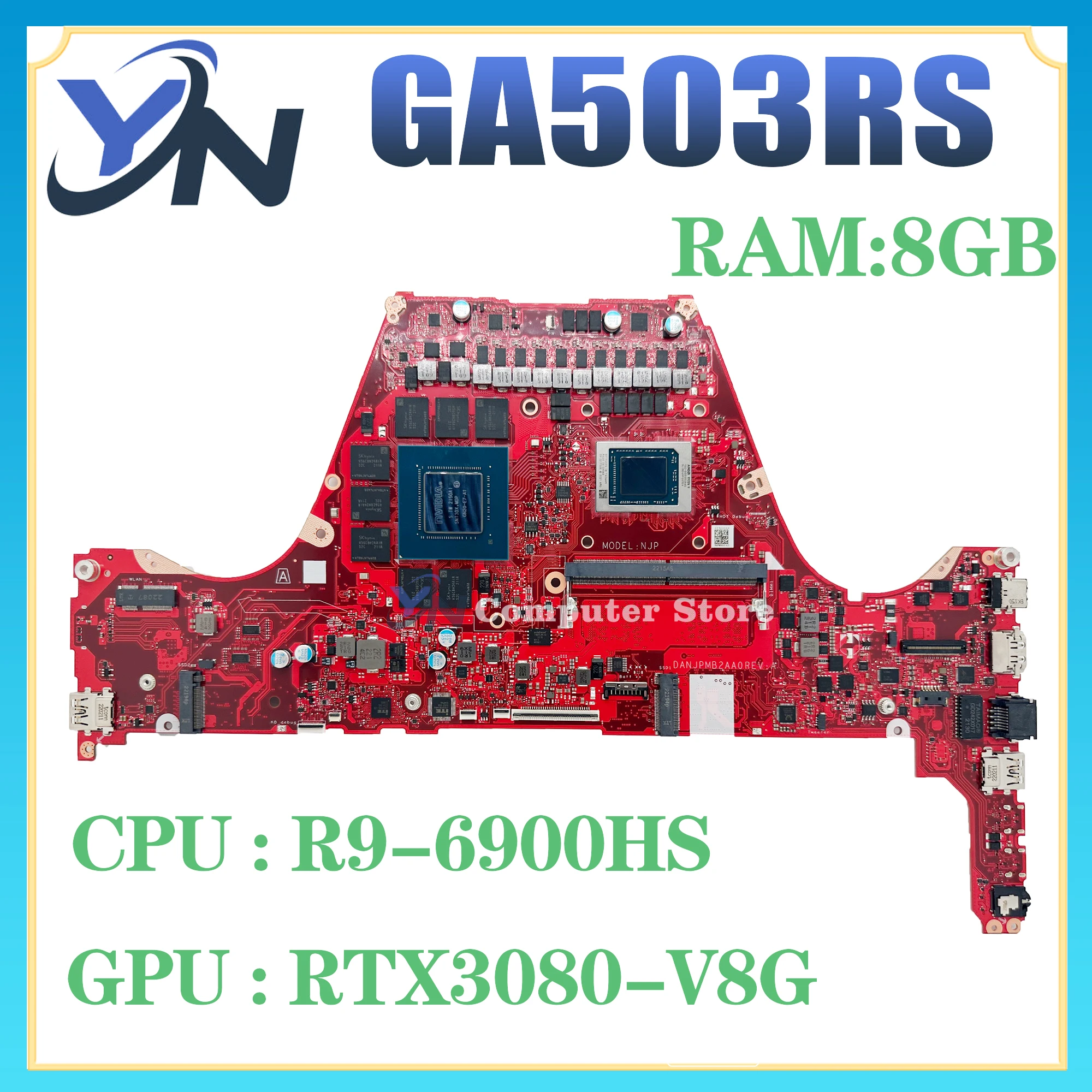 

Mainboard For ASUS GA503RS GA503R GA503RW GA503RM Laptop Motherboard R7 R9 RTX3060/V6G RTX3070Ti/RTX3080-V8G RAM-8GB