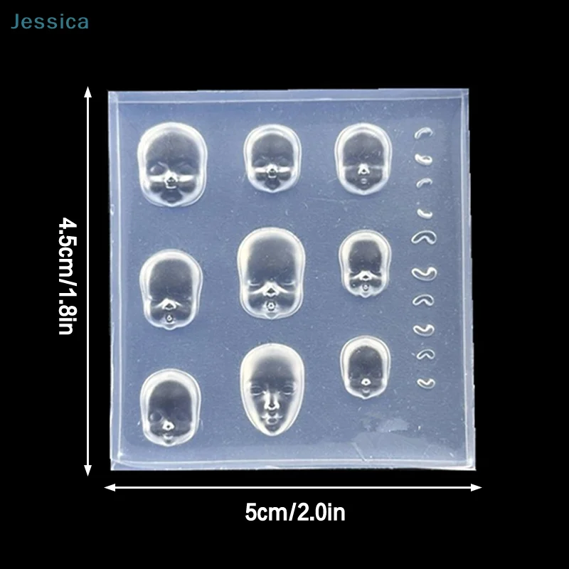 ♥ 3D menselijk gezicht pop siliconen nail art schimmel nail art decoraties transparante manicure sjabloon