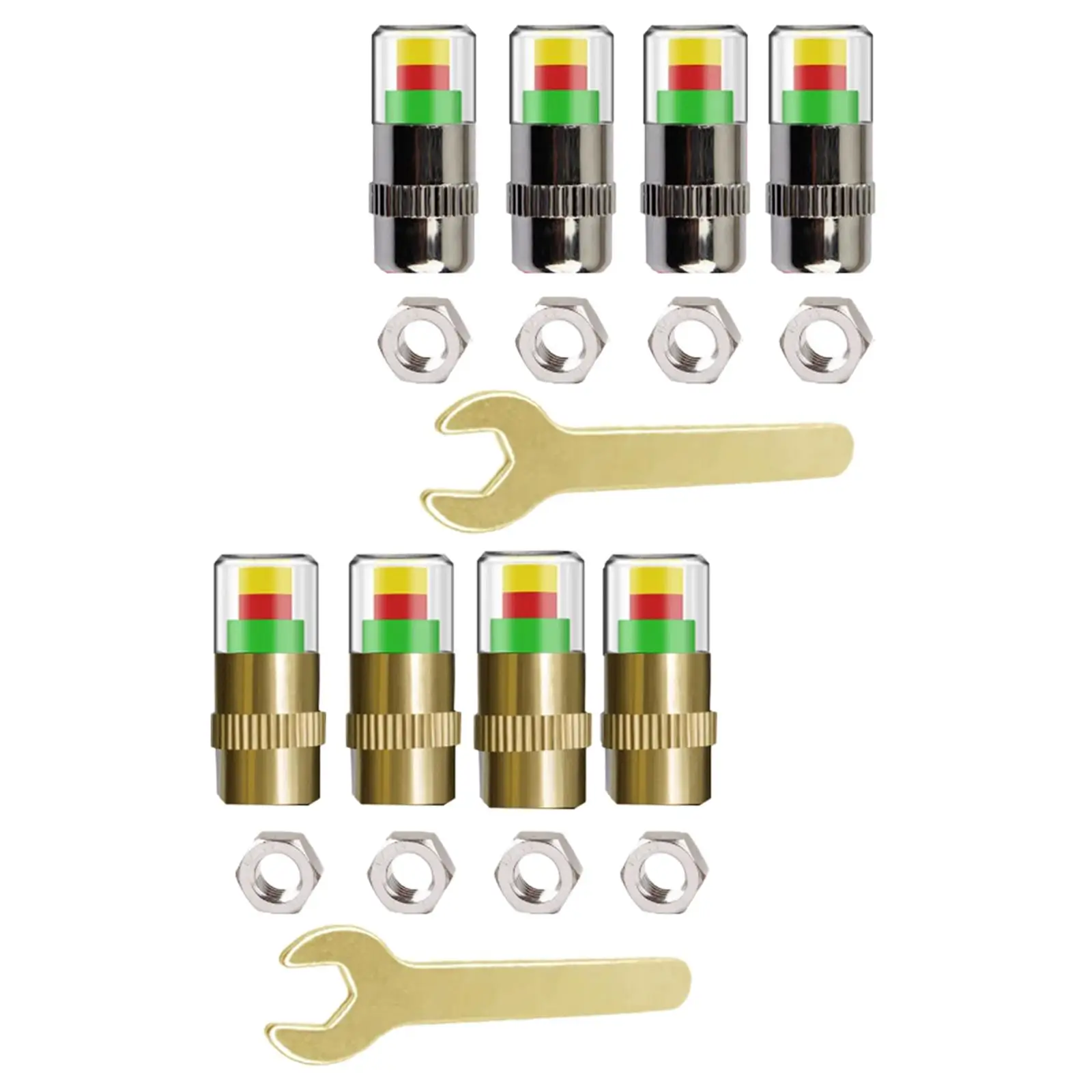 4 Pieces 2.4 Bar Car Tire Pressure Monitor Valve Stem Caps for Bicycles Cars