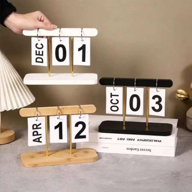Reusable Flip Calendar English Numeral Desk Display Stand 1Pc Cute Style Ornament for Teen Bedroom Desktop 1pcs