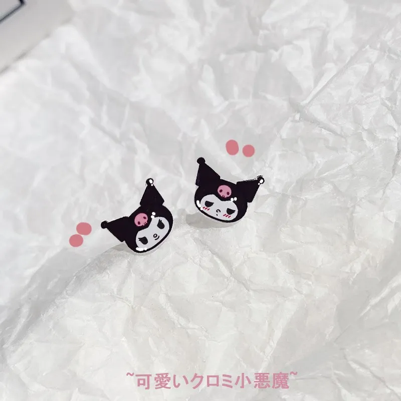 Kawaii Sanrio Kuromi Earrings Anime Cartoon Cute Beauty Niche Design Student Simple Jewelry Accessories Decoration Girls Gifts