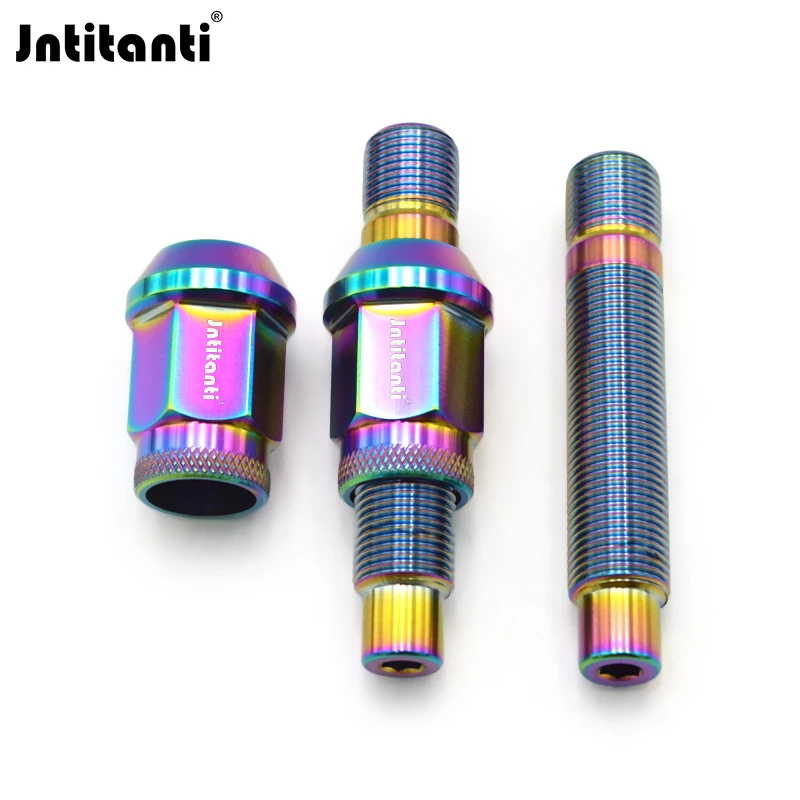 Jntitanti Gr.5 Titanium Ti-6Al-4V Wheel Stud Convertion M14x1.5mm Wheel Bolts to Conical Seat Knurled Gr.5 Titanium Lug Nut