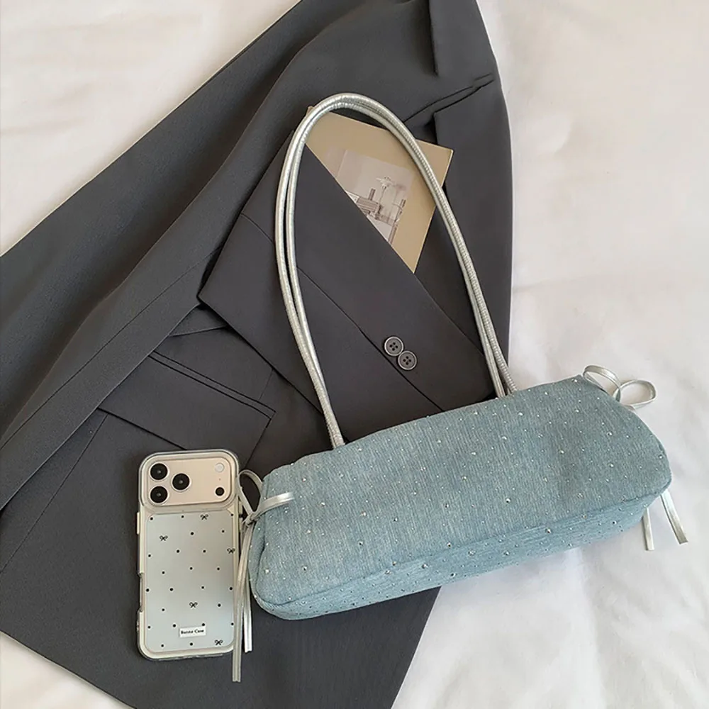 Women'S Handbag Medium Hardness Casual Shoulder Bag Underarm Bag Minimalist Denim Shoulder Bag For Outing Daily Commuting Summer