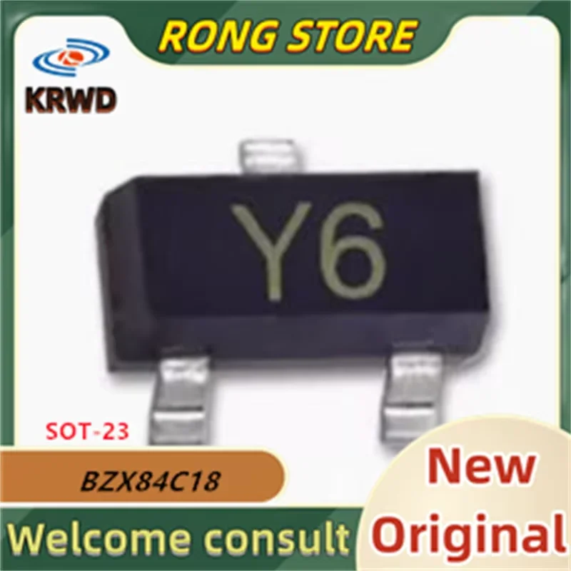 10PCS  Y6 New and Original Chip IC BZX84C18 BZ84C18 B84C18 SOT-23