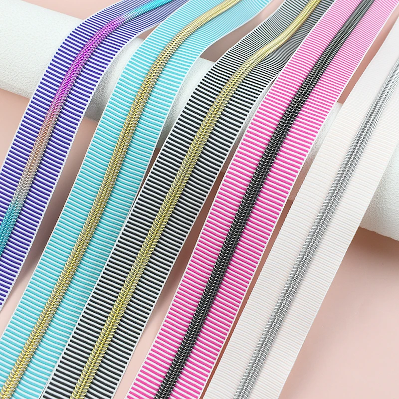

1-5M Meetee 5# Zipper Tape Stripe Nylon Zips for Sewing Clothes Bag Plastic Coil Zippers By Meter Closure Garment DIY Repair Kit