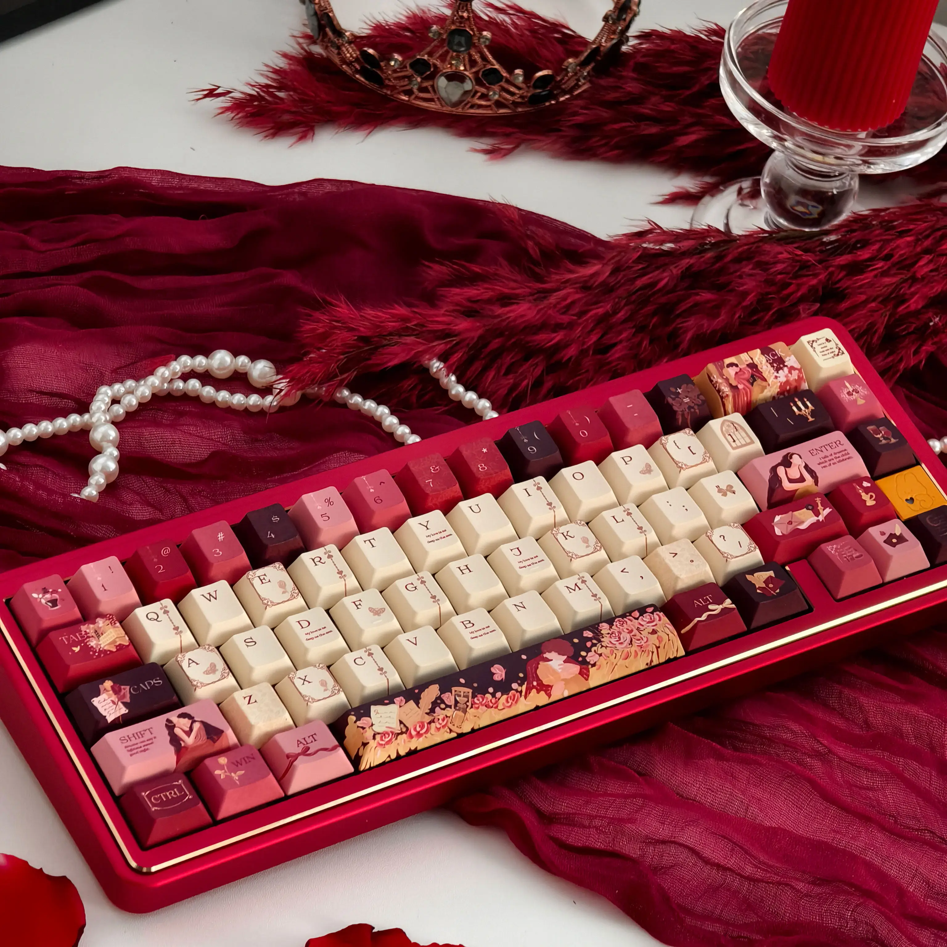 MAIMOOO Keycaps Romeo and Juliet CHERRY MOA PBT For Diy Customization Mechanical Keyboard Keycaps PBT Retro Red Key Cap
