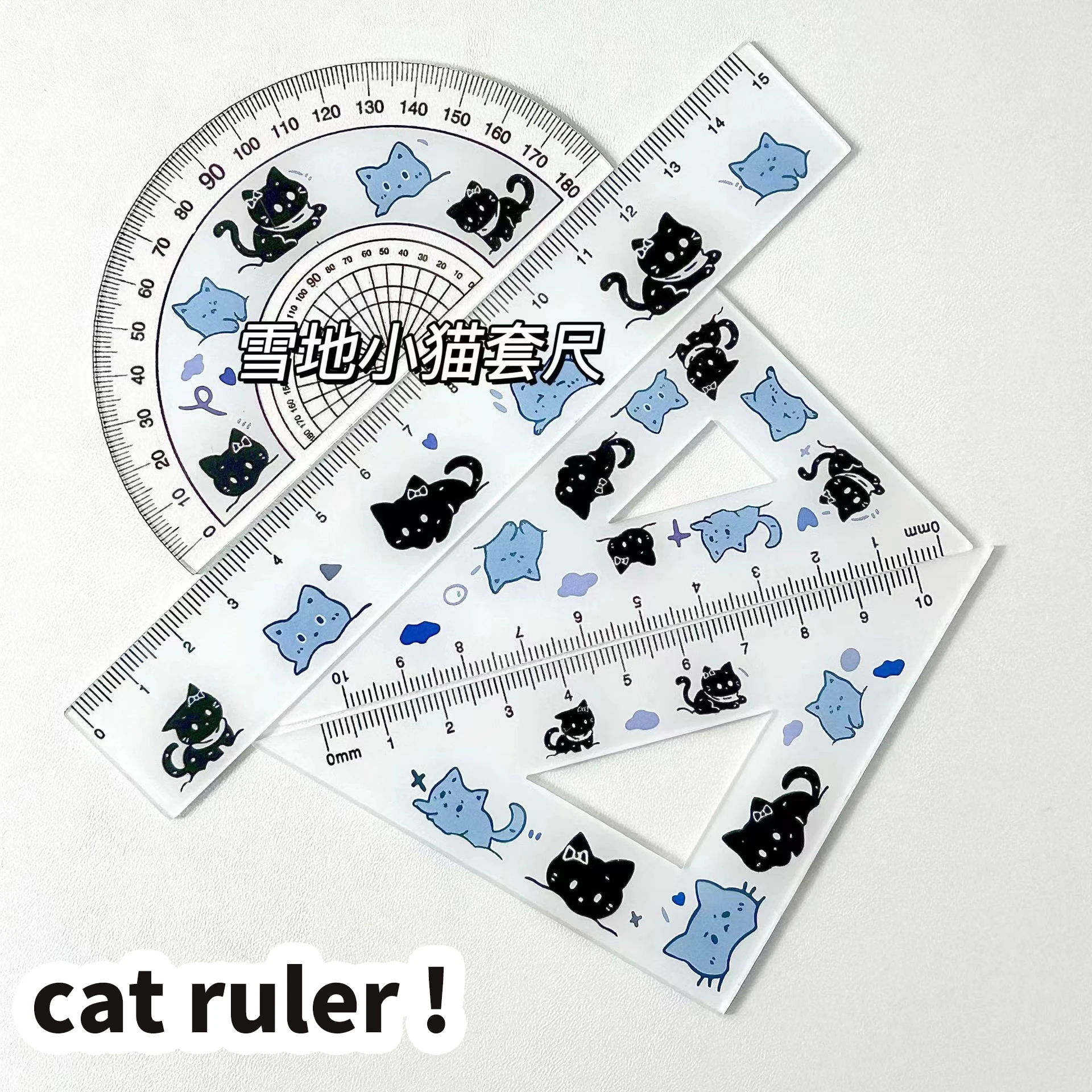 Aesthetic stationery back to school supplies  useful  Angle ruler drawing cute cat Ruler protractor tool  school accessories