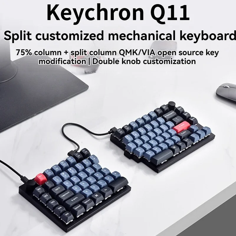 

MiFuny Mechanical Keyboard Metal 87keys Split 75% Layout Wired RGB Knob Ergonomic Custom Office Gaming Keyboard for WIN laptop