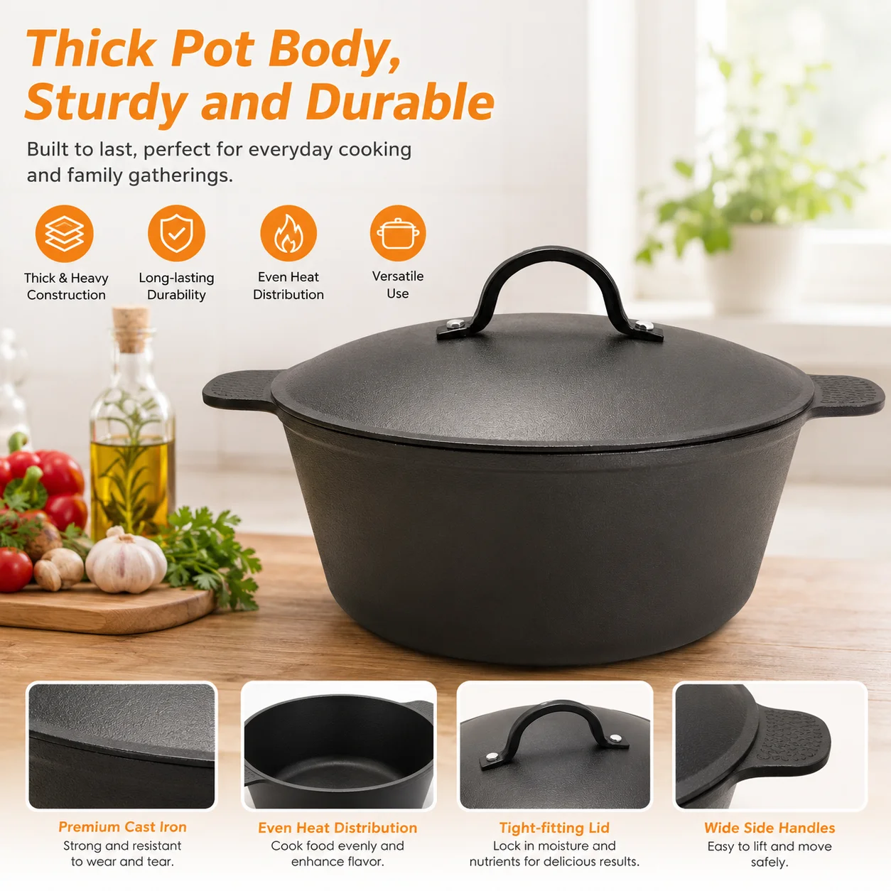 HANSMART 5.2Qt Lightweight Cas - огляд і ціна Camping Cooking Dutch Oven