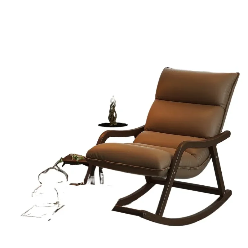 for Rocking Chair Recliner Adult Sleepable Medieval Solid Wood Sofa Single New Chinese Living Room Lazy Sofa Leisure Chair