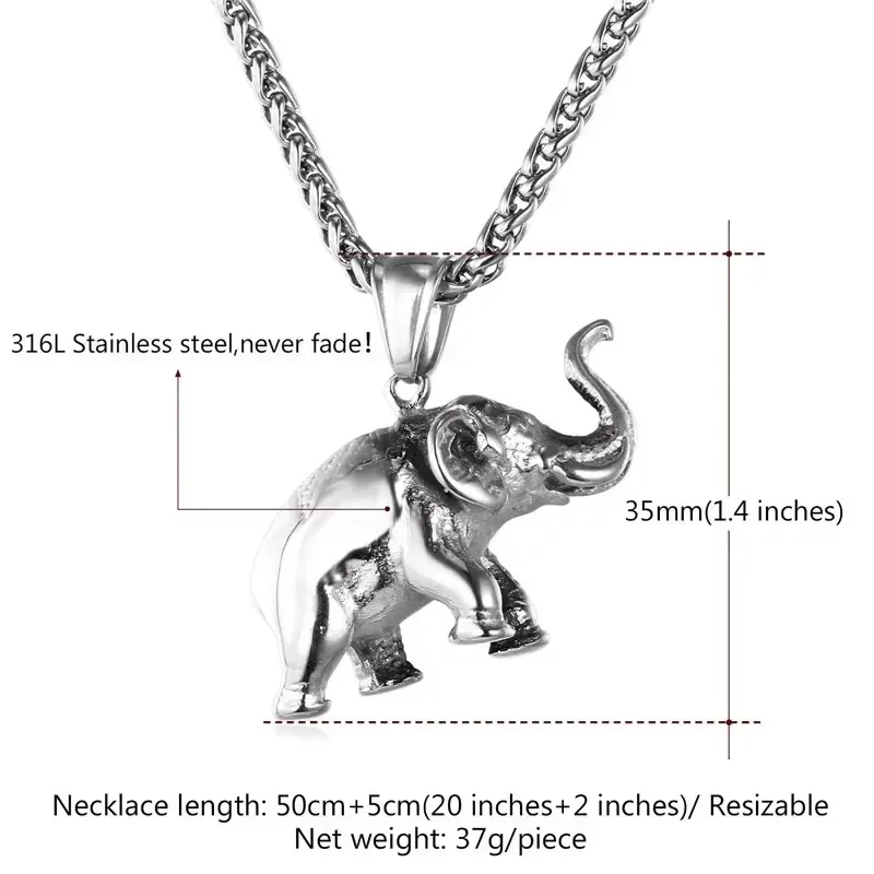 Stainless Steel Elephant Pendant Necklace for Men Women Cute Gift Unique Design Trendy Necklace Accessaries Birthday Gifts