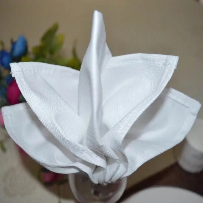 

100% Cotton Thick White Dinner Table Plates Handkerchief Cloth Fabric Napkin 30-50cm Hotel Banquet Wedding Party Event Decor