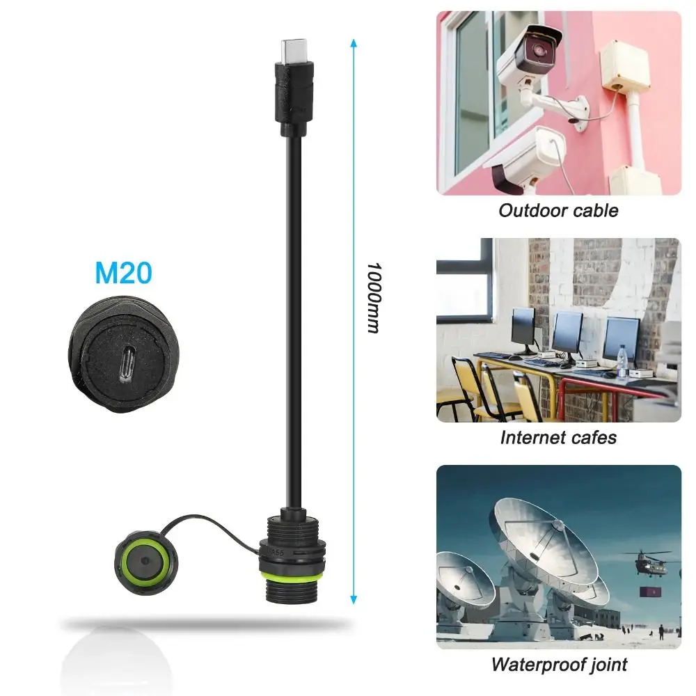 

Разъем кабеля USB-C типа C «мама-мама» с пылезащитным чехлом Водонепроницаемый адаптер кабеля USB-C-конвертера 1 м с одним портом