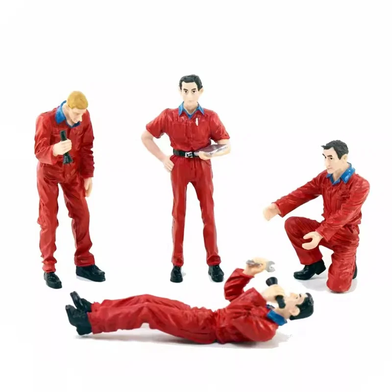 

1/18 Scale 4Pcs Resin Repairman Model Vehicle Repair Factory Repair Worker Scene Accessories Action Figure Toy Gift Collection