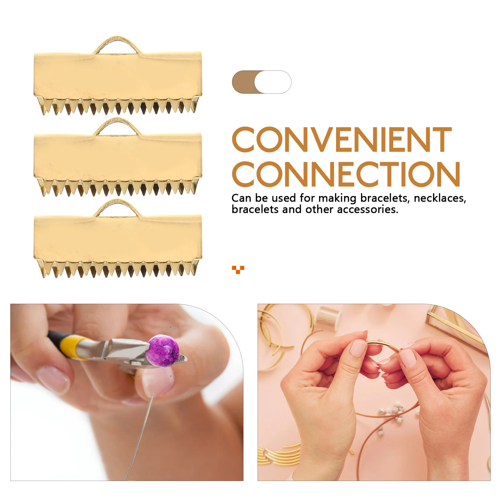 20 قطعة الشريط الذهبي ينتهي قرصة معدنية تجعيد المشبك الحبل ينتهي السحابات المشبك النتائج سوار ذاتي الصنع الخلخال 20 مللي متر