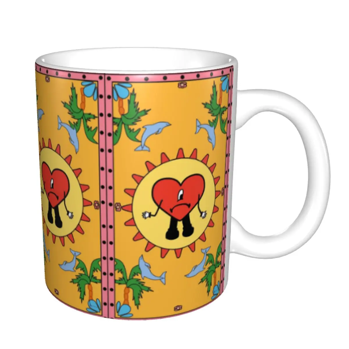 Custom Beach Heart Bad B-Bunny Coffee Mugs DIY Rock Band Ceramic Mug Creative Present
