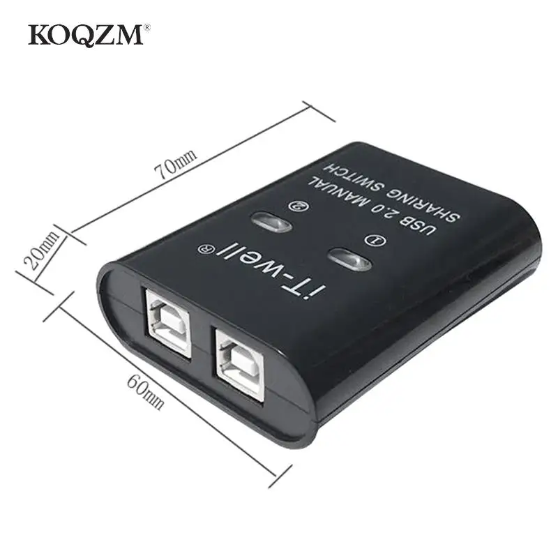 USB Printer Sharing Device, 2 In 1 Out Printer Sharing Device, 2-Port Manual Kvm Switching Splitter Hub Converter