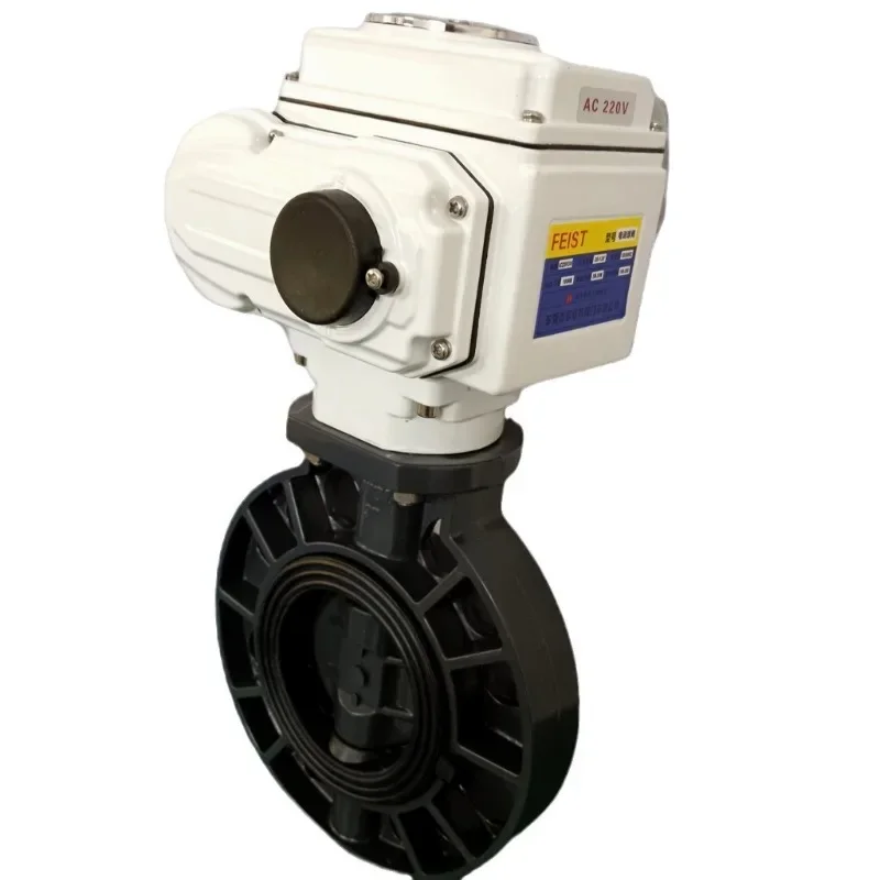 

UPVC Electric PVC Butterfly Valve Clip Butterfly Valve Plastic Chemical Pollution Acid Alkali Corrosion Switch Valve Waterproof