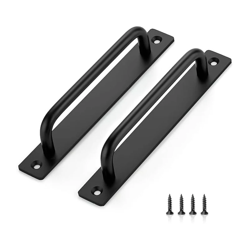 

Дверные ручки сарая, 2 шт., черные ручки для шкафа, дверные ручки, дверные ручки с пластиной для ручки раздвижной двери шкафа