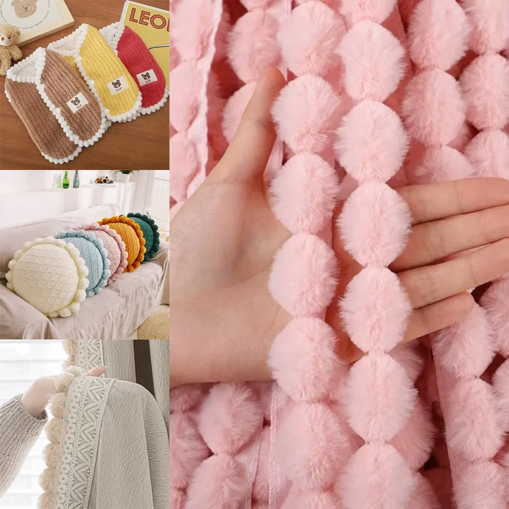 1M Faux Rabbit Fur Hairball Ribbon Cuff Strip Handmade Wool Tops Fluffy Trim Breathable Stage Costume DIY Apparel Sewing DIY
