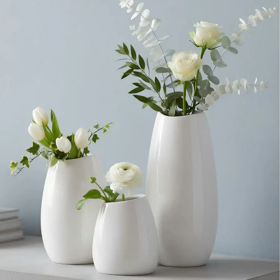 

Набор из 3 керамических ваз белого цвета для домашнего декора, современные декоративные вазы для цветов, идеально подходят для украшения полок, столов и гостиных.