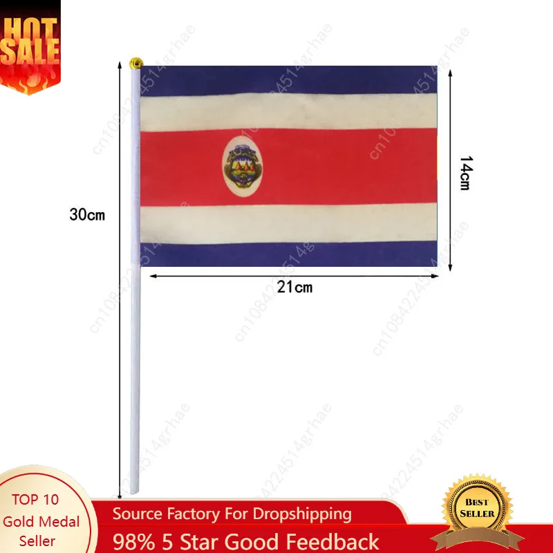 Costa Rica Hand Waving Flag Costa Ricans Small Mini Hand Held Flags 10 Pcs  Sporting Event Support Handheld Flag