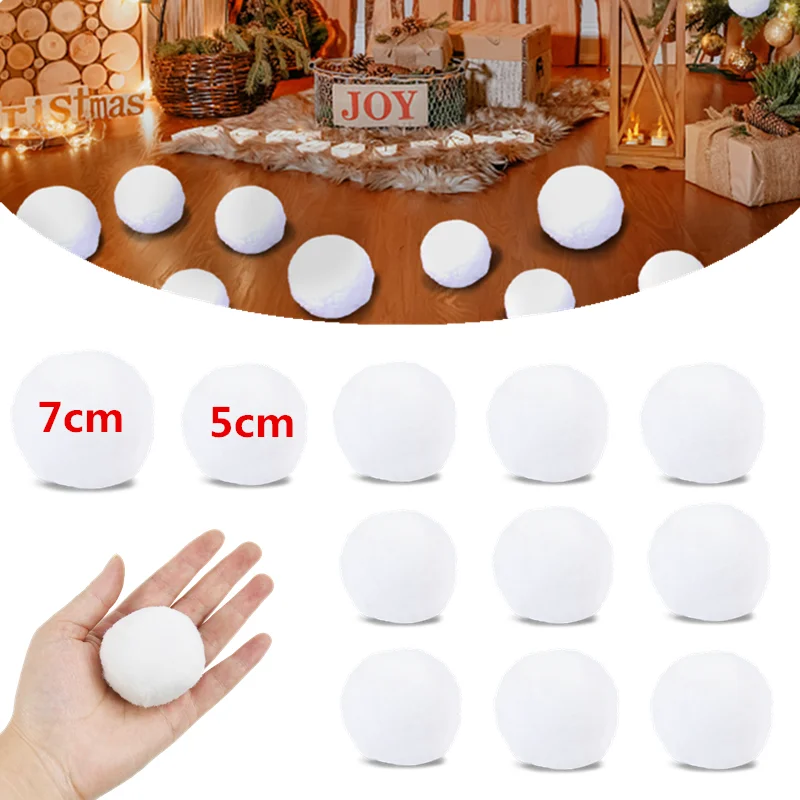 5pcs Christmas Artificial Soft Plush Snowball Indoor Kid Snow Fight Ball White High Elasticity Ball DIY Christmas Party Ornament