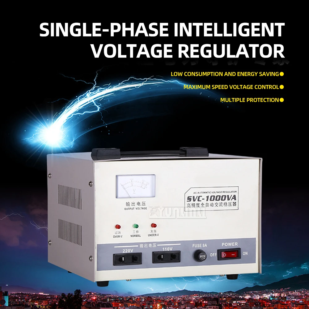 1KVA Single Phase Household Fully Automatic 220V AC Voltage Regulator Stabilized Power Supply for Electronics