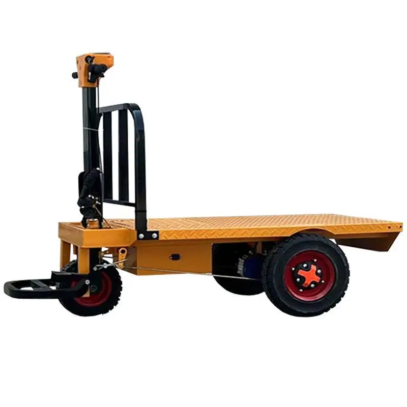 

Electric flat trolley construction site pulling material pulling gas brick tricycle warehouse handling and pulling goods