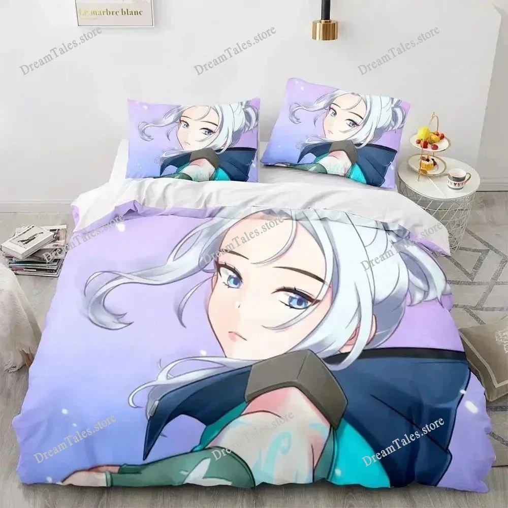 Game Valorant Neon Bedding Set Boys Girls Twin Queen Size Duvet Cover Pillowcase Bed Kids Adult Fashion Home Textileextile741