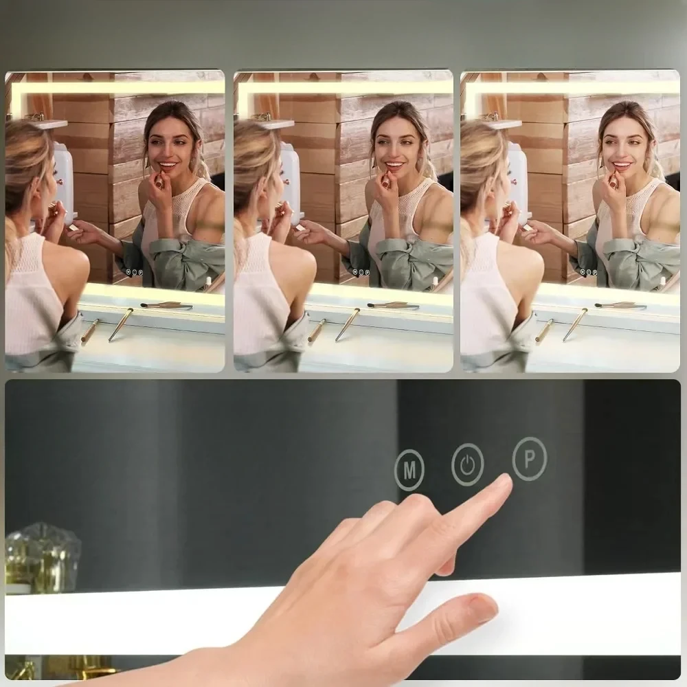 Mirror with Lights, 23" x 18" Makeup Mirror, Mirror with 3 Color Modes & Adjustable Brightness